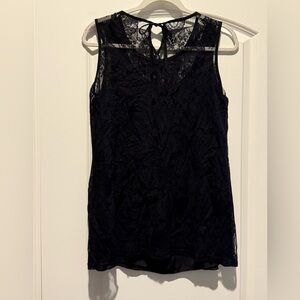 CAbi Black Lace Sleeveless Blouse